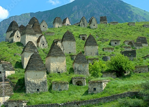 Dargavs, North Ossetia-Alania, Russia. City of the dead, ancient necropolis in the mountains of North Caucasus.