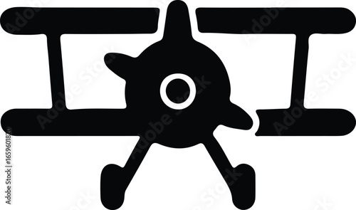 Vector Simple airplane front view vintage aircraft silhouette Illustrator
