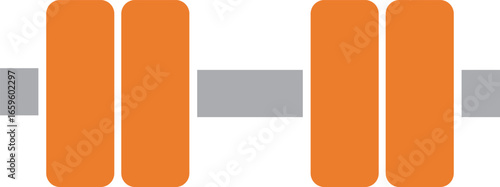 オレンジ色のダンベルのアイコンイラスト