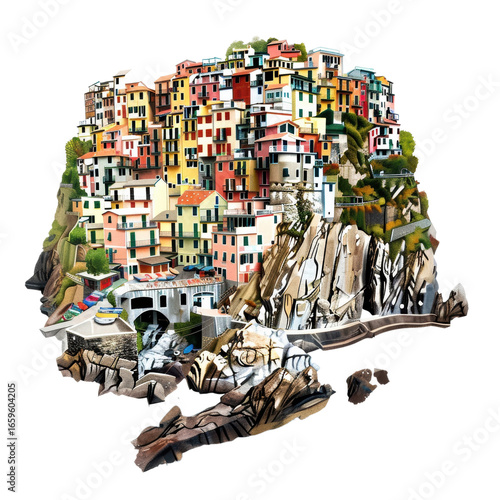 Colorful buildings on a cliffside