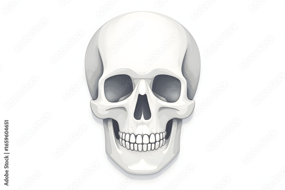 Human Skull Illustration Front View Isolated on White Human Skull Illustration Front View Isolated on White