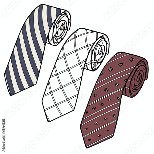 Collection of men’s ties in different colors and styles representing fashion and business lifestyle