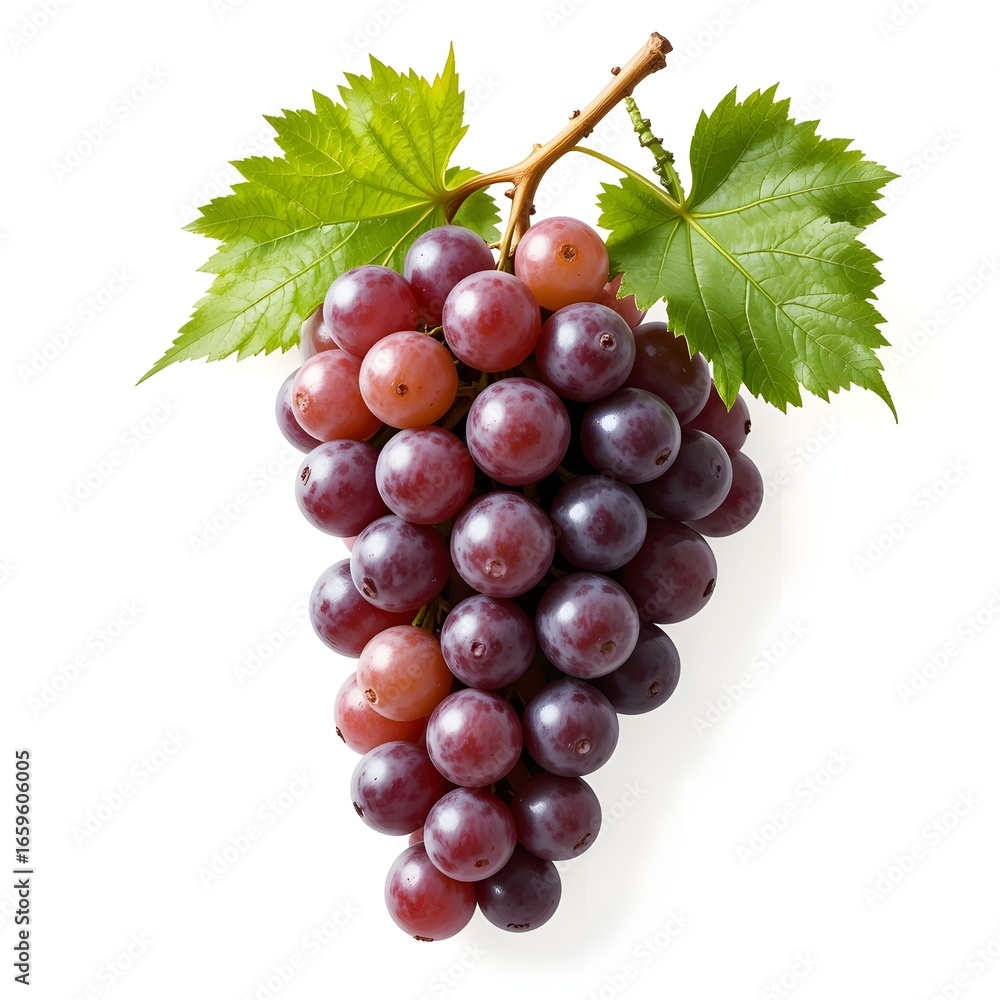 Fototapeta premium Purple Grapes with Fresh Green Stem