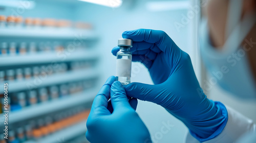 Medical professional holding a vial of medicine, ready for a vaccination or a drug