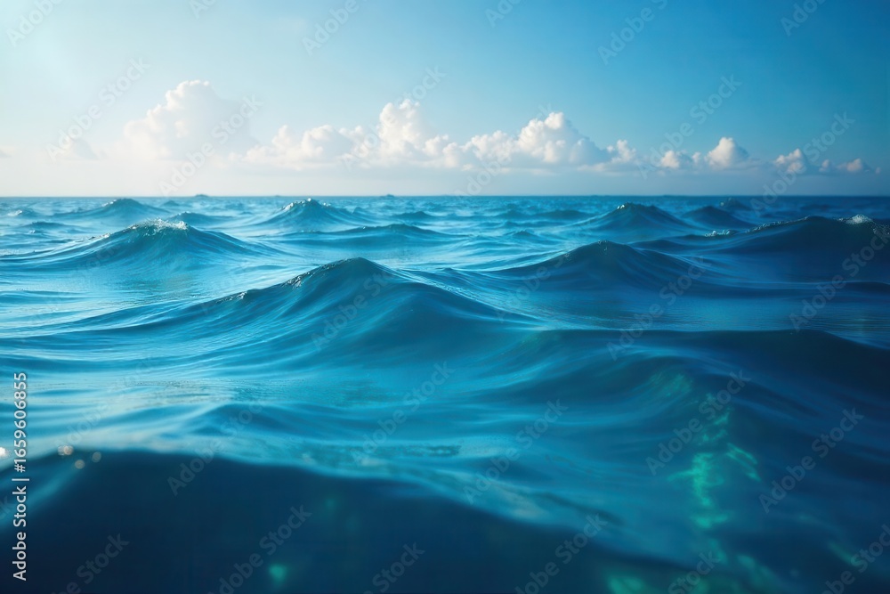 Fototapeta premium Subtle shift from dark navy to bright cyan, smooth ocean surface , deep, texture