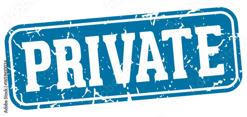 private rectangular sign. private stamp