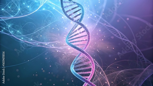 Abstract glowing DNA helix background