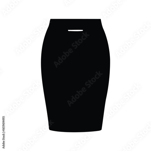 Black pencil skirt vector illustration on a white isolated background, Woman pencil skirt silhouette vector illustration