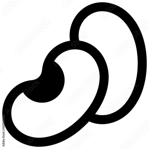 Broad beans. Outlined stroke vector icon with black-filled details.
