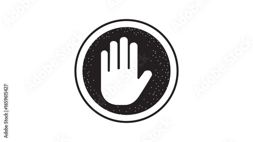 Stop work authority icon, stop hand icon over black ellipse transparent background.