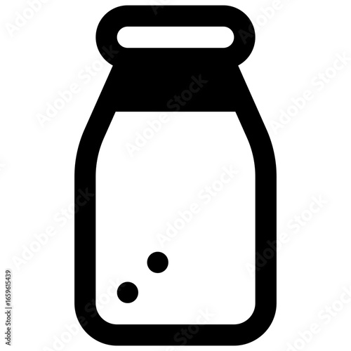 Fermented milk. Outlined stroke vector icon with black-filled details.