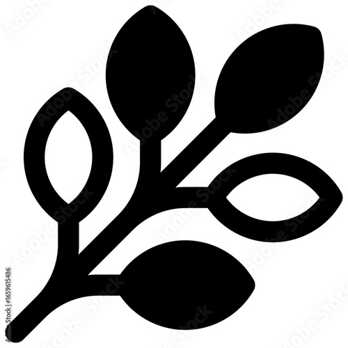 Moringa. Outlined stroke vector icon with black-filled details.