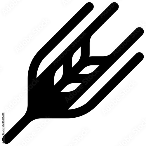 Khorasan wheat. Outlined stroke vector icon with black-filled details.