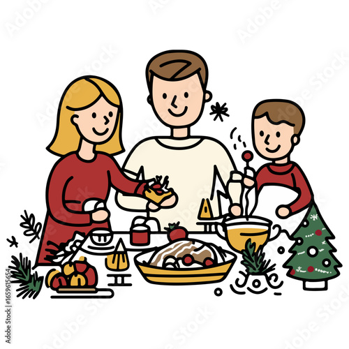 christmas dinner, party, christmas, festival, vector, transparent background, winter, family, celebration, dinner, eating, people, father, mother, couple, happiness, thanksgiving, food, together, xmas