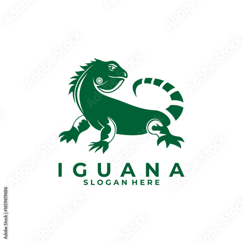 Iguana reptile animal logo design vector template