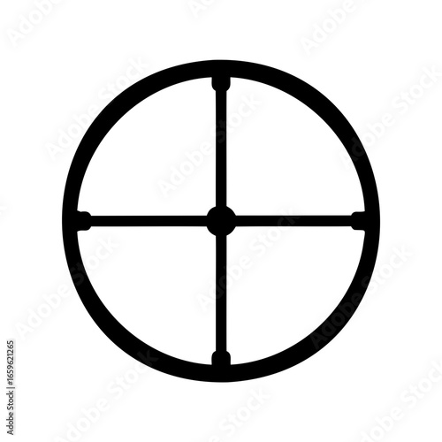 Simple black sun cross symbol on a plain white background image