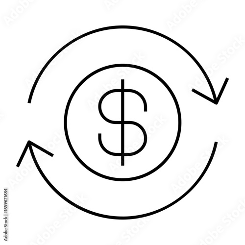 Money circulation outline icon