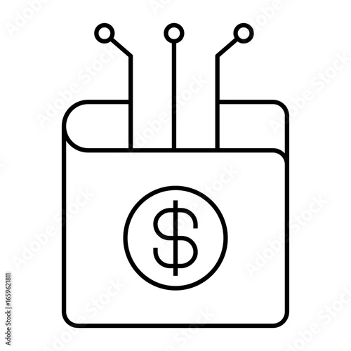 Crypto wallet outline icon