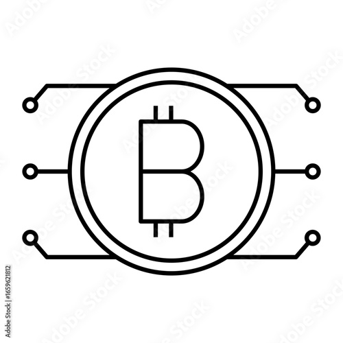 Bitcoin coin outline icon