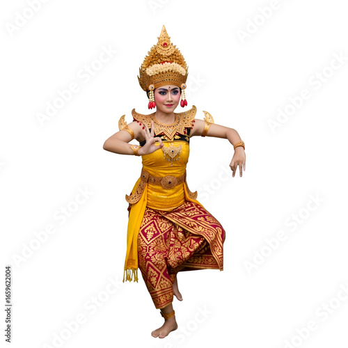 Traditional Dancer Poses Gracefully with Transparent Background