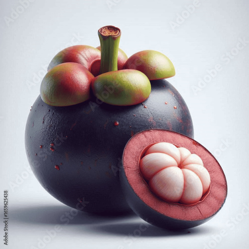 mangosteen fruits with white background 
