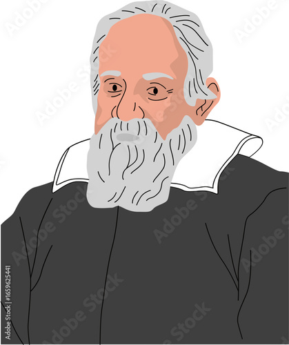 Portrait of Galileo Galilei Illustration