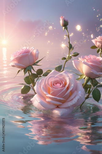 roses, flowers, pink, bloom, nature, delicate, petals, soft, romantic, beautiful, elegant, garden, spring, summer, sunlight, glow, bright, ethereal, dreamlike, fantasy, floral, bouquet, fragrance, swe