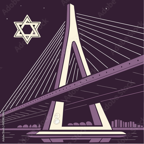 a large bridge with a star of david
