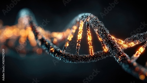 DNA helix, glowing, scientific, intricate