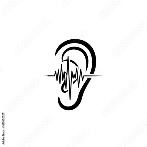 Abstract ENT Specialist Logo Ear Sound Wave Modern Audiology Communication Symbol
