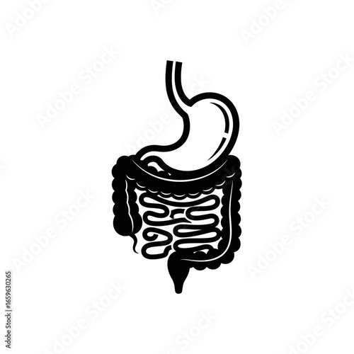 Abstract Gastroenterology Digestive Track Logo Icon Medical Digestive Health Symbol