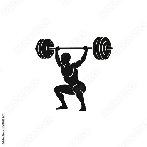Squat Exercise Symbol Abstract Minimal Style Strength Training Fitness Workout Icon