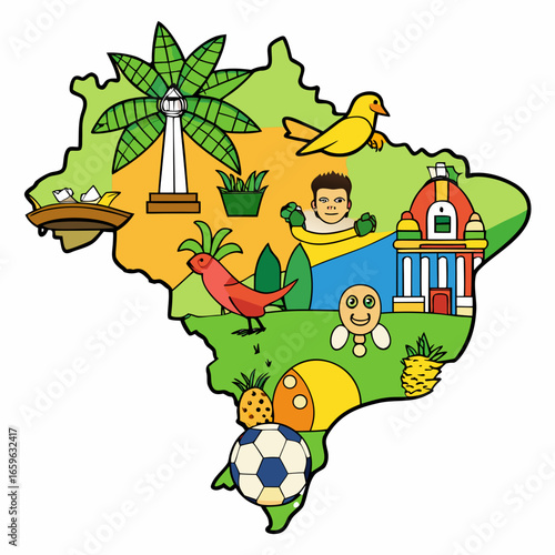 Brazil s vibrant culture and nature illustrated map