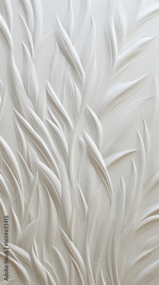 Obraz premium White grass bas relief pattern wall backgrounds creativity.