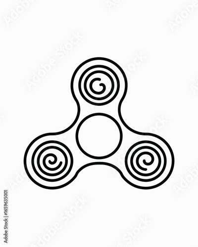 Fidget Spinner Line Art on White Background Simple Illustration for Stress Relief and Focus Improvement Graphic Design Element