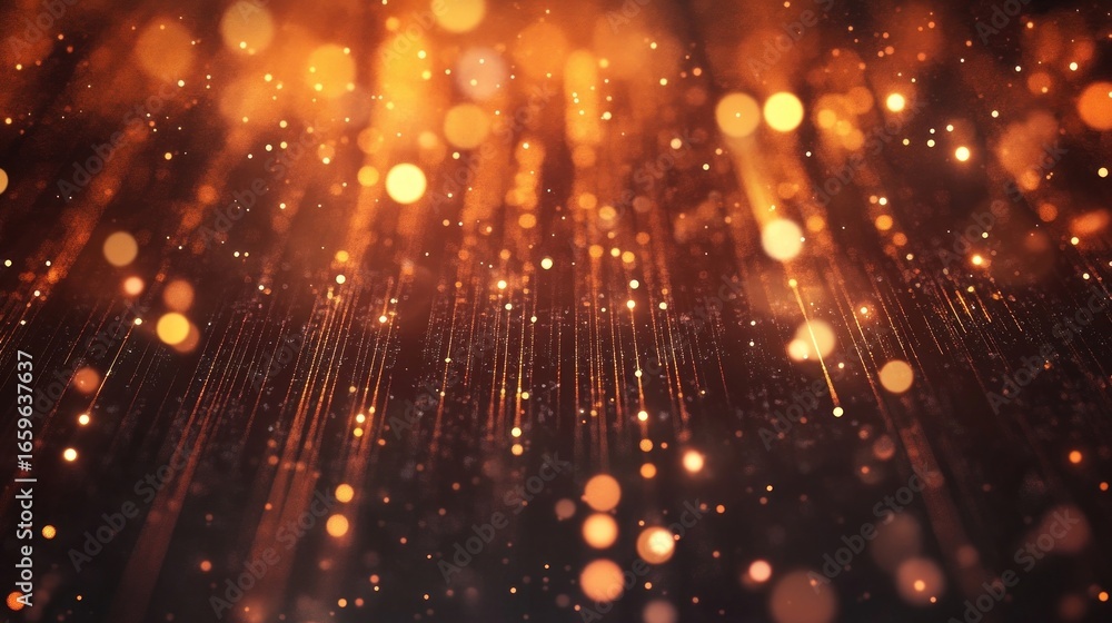 Obraz premium Glowing vertical brown light beams lights background particles.
