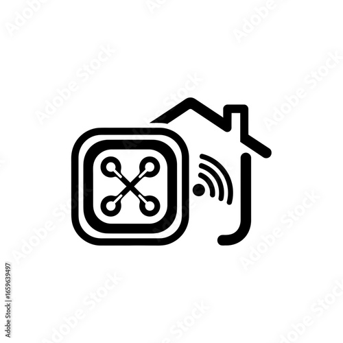 Abstract Symbolic Smart Home Automation App Icon Monochrome for Connected Living