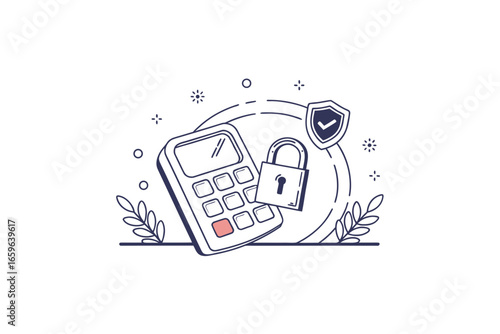 Digital authentication icon keypad password security outline minimal design