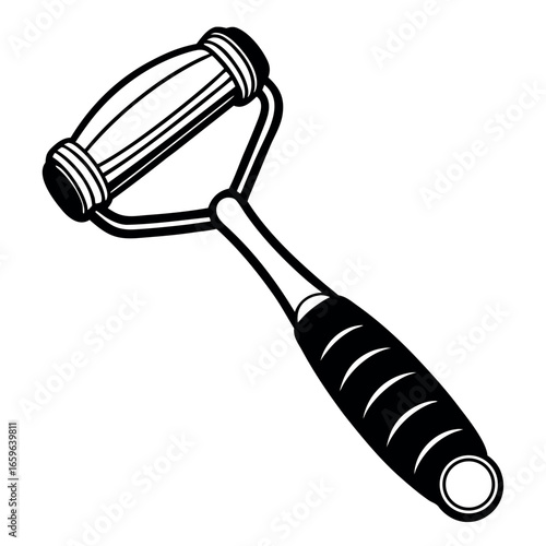Vector art of black face massager roller tool for skincare