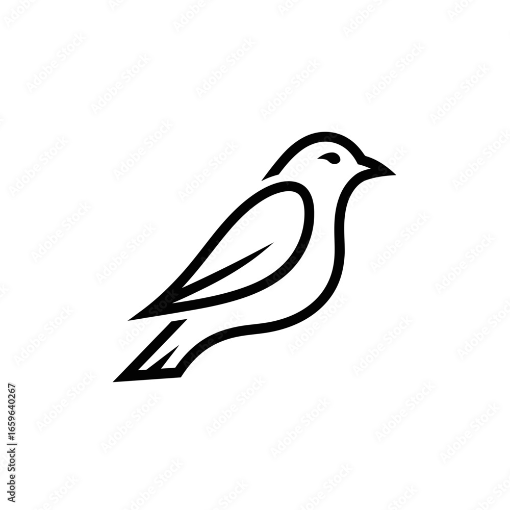 Fototapeta premium Clean Line Art Bird Logo App Icon Monochrome Mobile Application Design