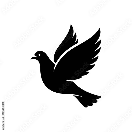 Flat Design Peaceful Dove App Icon Clean Monochrome Symbol for Meditation Apps