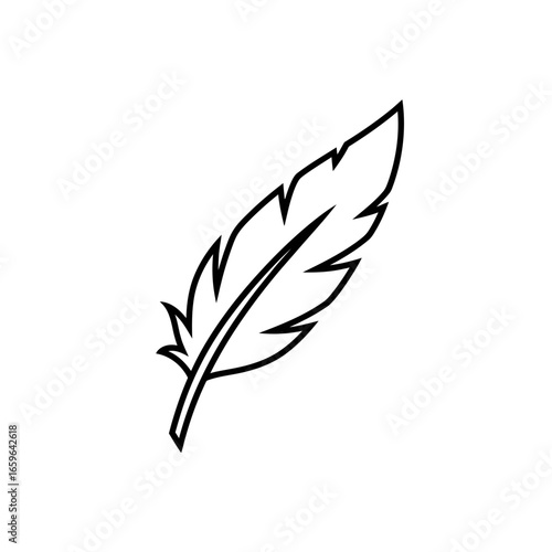 Monoline Feather App Icon Elegant Monochrome Single Line Art Symbol For Lightness