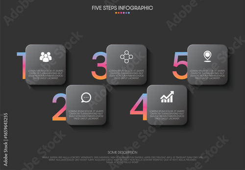 Modern five-step infographic design perfect for presentations, business strategies, and professional reports.