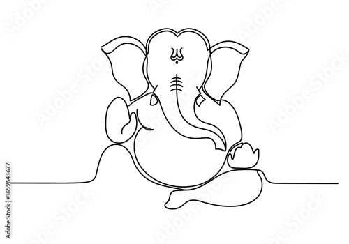 Minimal Line Art of Lord Ganesha Transparent Background. Lord Ganesha PNG.