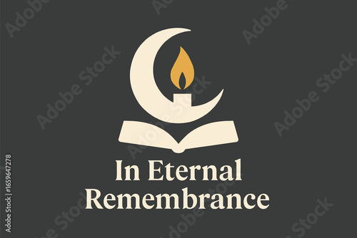 In Eternal Remembrance Candle Moon Memorial Symbol Logo