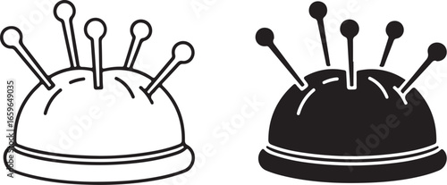 Sewing related icon vector art of pin cushion with pins