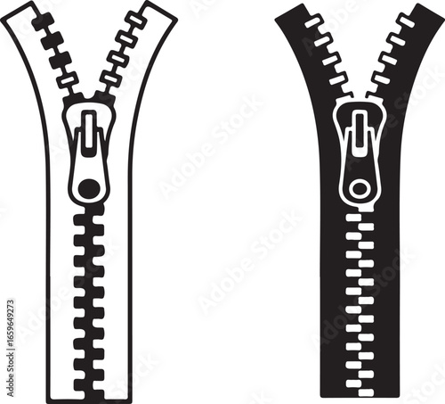 Sewing related icon vector art of zipper fastener icon
