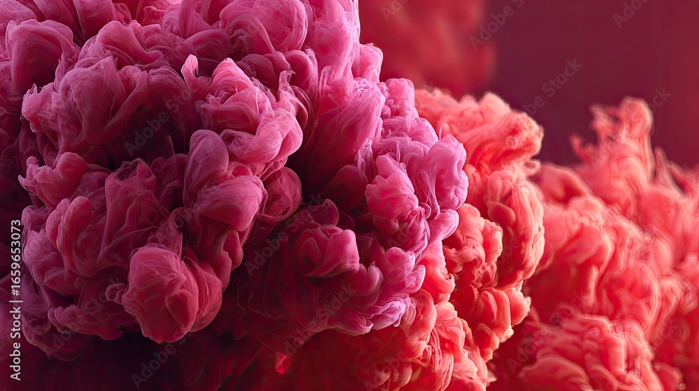 Obraz premium Abstract, vibrant pink and red ink clouds