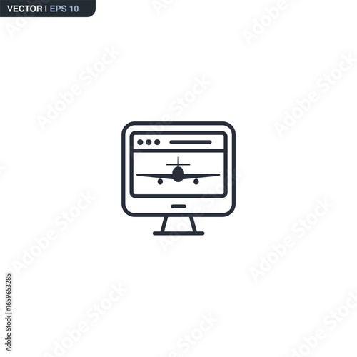 Online Flight Booking Line Icon