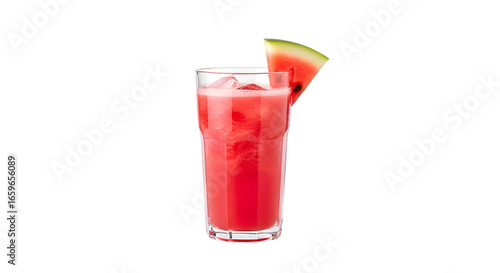 Wallpaper Mural Refreshing Watermelon Juice with Ice Cubes in Glass, Garnished with Watermelon Slice Torontodigital.ca
